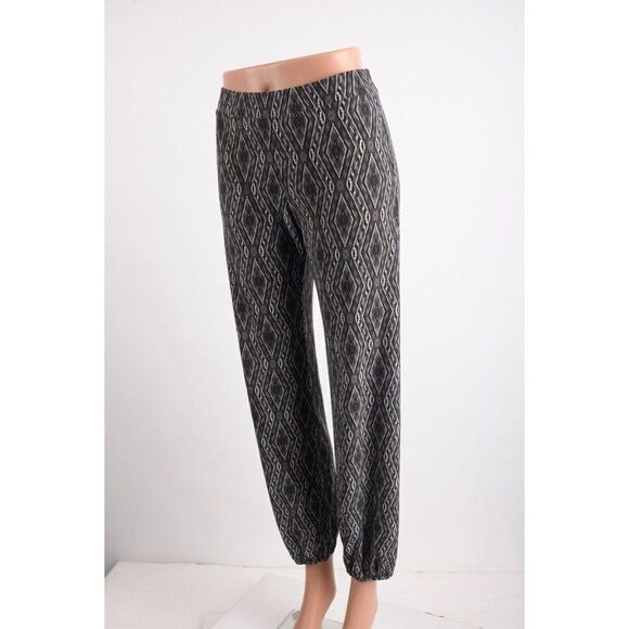Viereck Womens Joggers Black Hannity Indeed Stretch Pants L Large geometric NWT - Picture 3 of 6